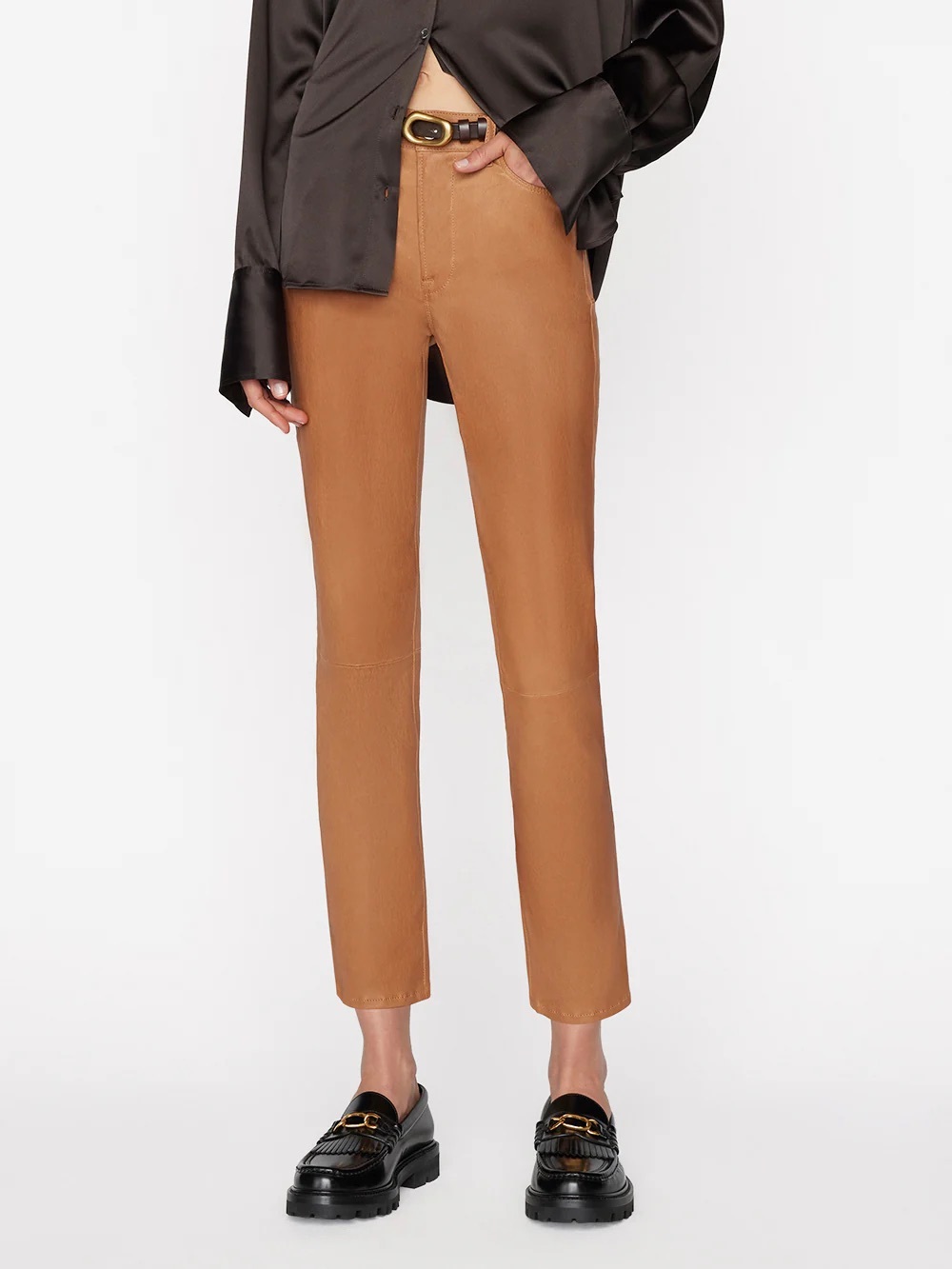Frame Le High brown latte straight jeans 24 warm earthy‎ minimalism neutral